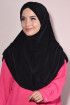 Boneli Hazır 3 Bantlı Pileli Hijab Siyah