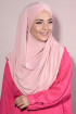 Boneli Hazır 3 Bantlı Pileli Hijab Somon