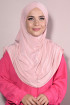 Boneli Hazır 3 Bantlı Pileli Hijab Somon