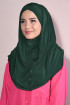 3 Bantlı Hazır Pileli Tesettür Hijab Zümrüt Yeşili