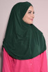 3 Bantlı Hazır Pileli Tesettür Hijab Zümrüt Yeşili