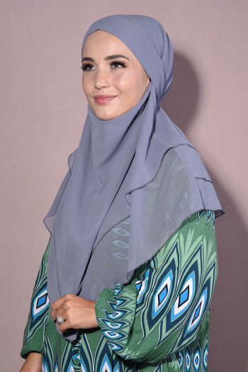 Hazır Orta Boy Sufle Khimar Gri