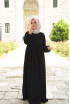 Tesettür Elbise / Ferace Pileli Kloş Model Siyah