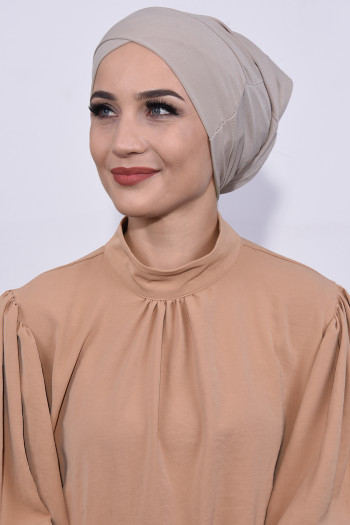 Önü Çapraz Boru Bone Bej