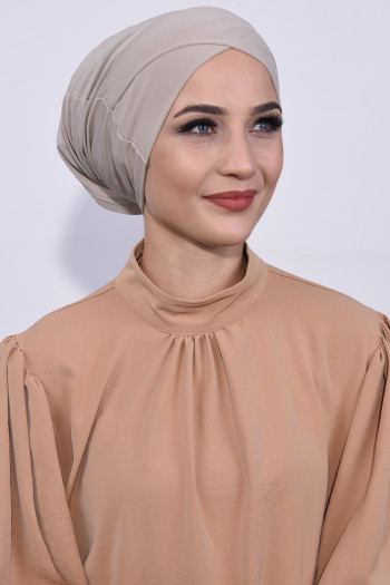 Önü Çapraz Boru Bone Bej