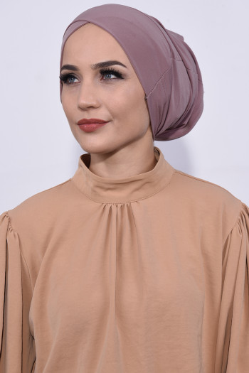 Önü Çapraz Boru Bone Gül Kurusu