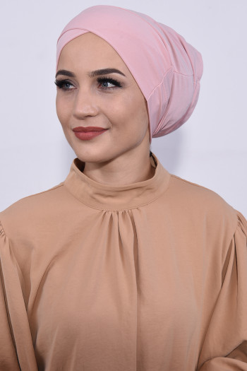 Önü Çapraz Boru Bone Pudra Pembesi