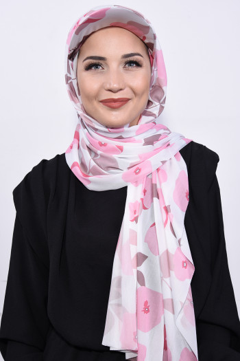 Şapkalı Desenli Şal Çiçek Desen