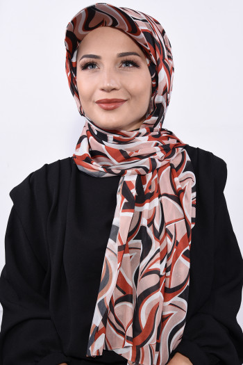 Şapkalı Desenli Şal Soyut Desen