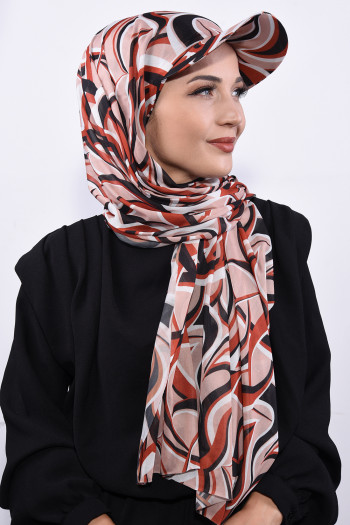 Şapkalı Desenli Şal Soyut Desen