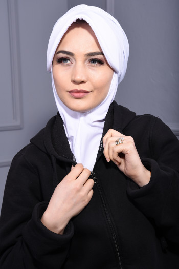 Spor Şapka Scarf Beyaz
