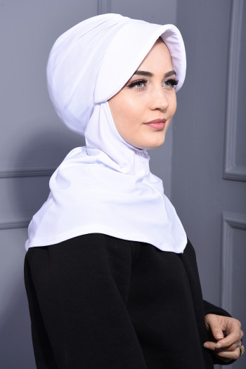 Spor Şapka Scarf Beyaz